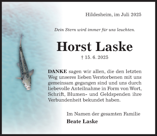 Traueranzeige von Horst Laske von Hildesheimer Allgemeine Zeitung