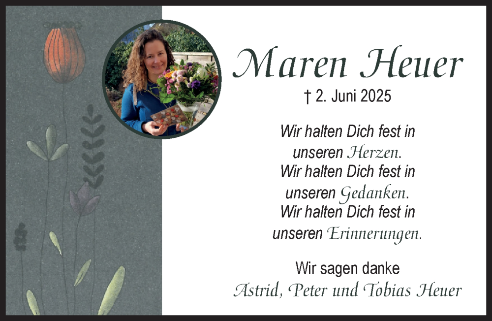 Traueranzeige für Maren Heuer vom 19.07.2025 aus Hildesheimer Allgemeine Zeitung