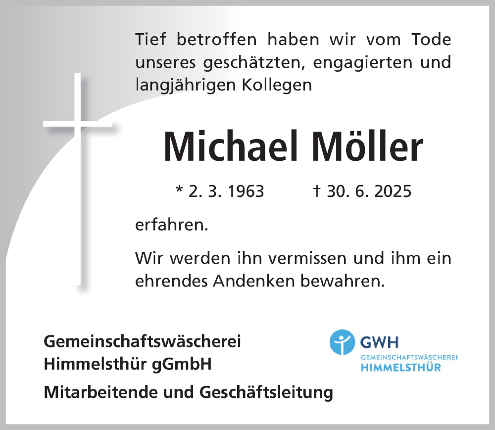  Traueranzeige für Michael Möller vom 12.07.2025 aus Hildesheimer Allgemeine Zeitung