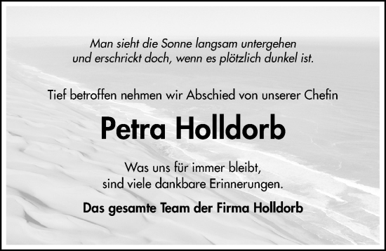 Traueranzeige von Petra Holldorb von Hildesheimer Allgemeine Zeitung
