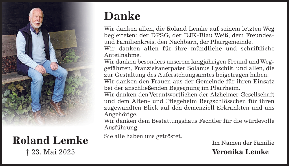  Traueranzeige für Roland Lemke vom 01.07.2025 aus Hildesheimer Allgemeine Zeitung