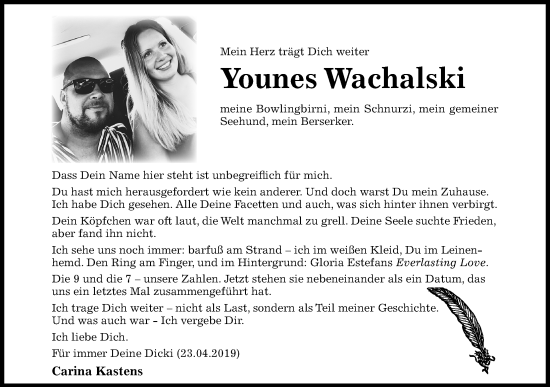 Traueranzeige von Younes Wachalski von Hildesheimer Allgemeine Zeitung