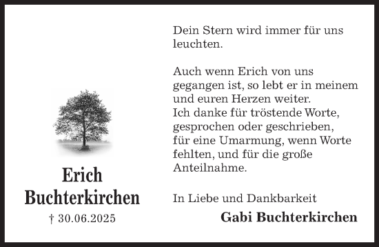 Traueranzeige von Erich Buchterkirchen von Hildesheimer Allgemeine Zeitung