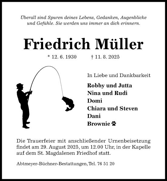 Traueranzeige von Friedrich Müller von Hildesheimer Allgemeine Zeitung