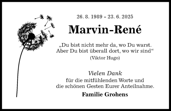 Traueranzeige von Marvin-Rene  von Hildesheimer Allgemeine Zeitung