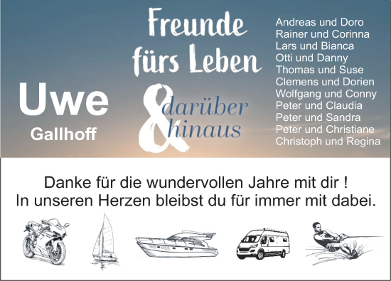 Traueranzeige von UWE GALLHOFF von Hildesheimer Allgemeine Zeitung