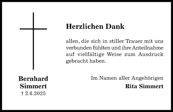 Traueranzeige von Bernhard Simmert von Hildesheimer Allgemeine Zeitung