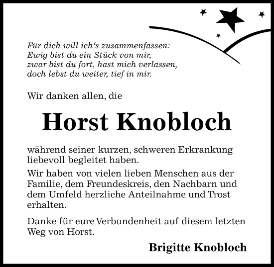 Traueranzeige von Horst Knobloch von Hildesheimer Allgemeine Zeitung