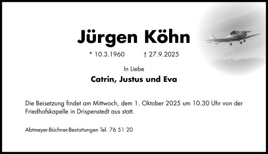 Traueranzeige von Jürgen Köhn von Hildesheimer Allgemeine Zeitung