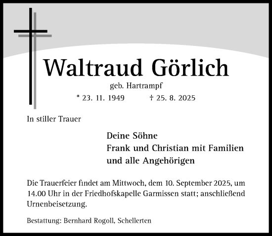 Traueranzeige von Waltraud Görlich von Hildesheimer Allgemeine Zeitung