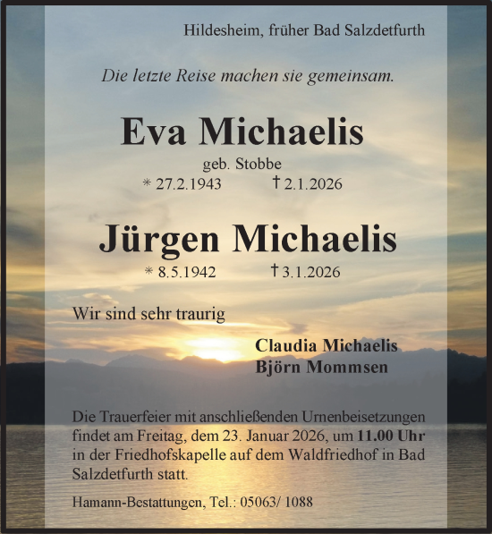 Traueranzeige von Jürgen Michaelis von Hildesheimer Allgemeine Zeitung