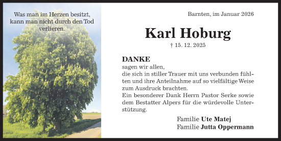 Traueranzeige von Karl Hoburg von Hildesheimer Allgemeine Zeitung