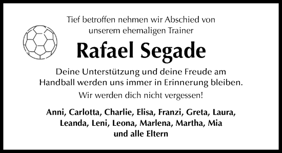 Traueranzeige von Rafael Segade von Hildesheimer Allgemeine Zeitung