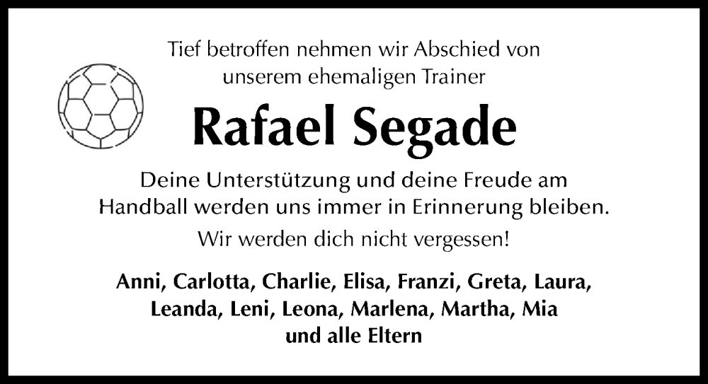  Traueranzeige für Rafael Segade vom 07.01.2026 aus Hildesheimer Allgemeine Zeitung