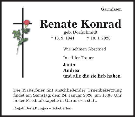Traueranzeige von Renate Konrad von Hildesheimer Allgemeine Zeitung