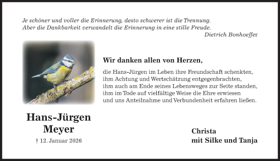 Traueranzeige von Hans-Jürgen Meyer von Hildesheimer Allgemeine Zeitung