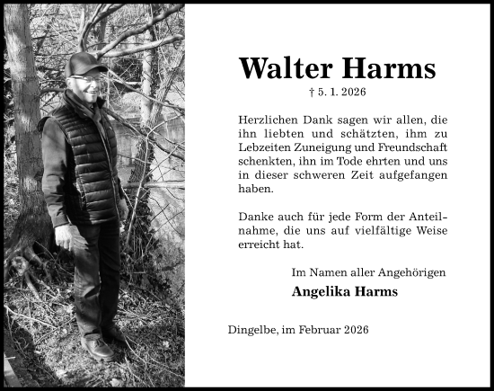 Traueranzeige von Walter Harms von Hildesheimer Allgemeine Zeitung